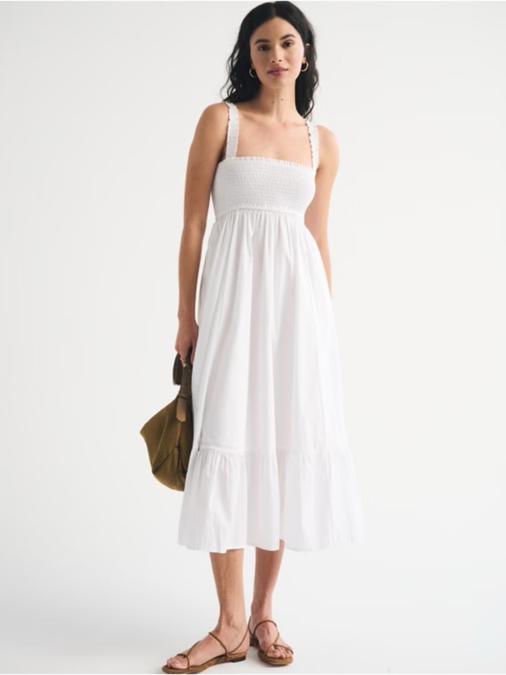 Abercrombie & Fitch White Smocked Maxi Sundress